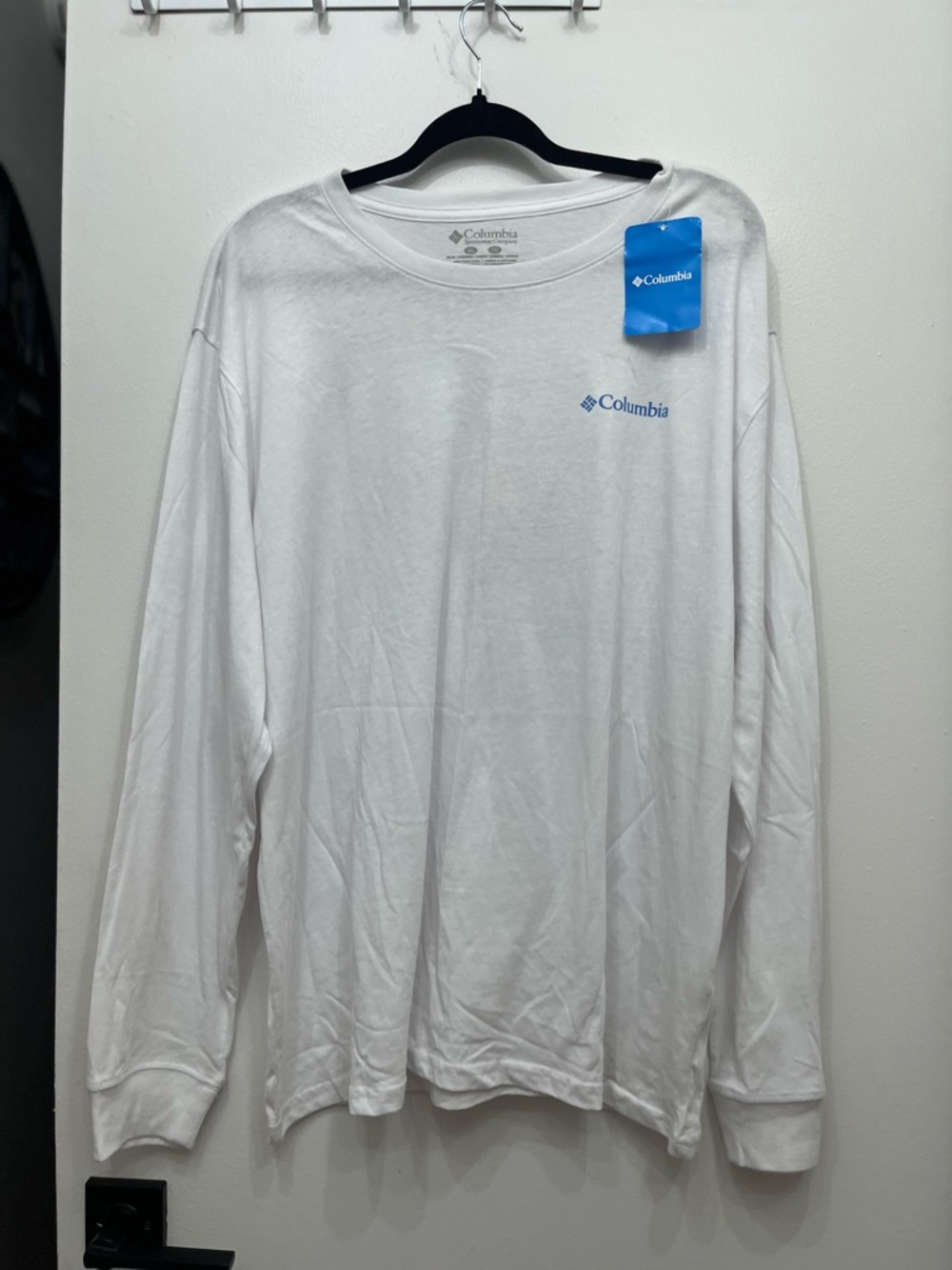 NWT Men’s Columbia White Long Sleeve Logo Tee Jeep Back XL